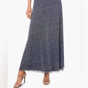 NWT Halogen Navy Blue Floral Print Midi Skirt, Size Small